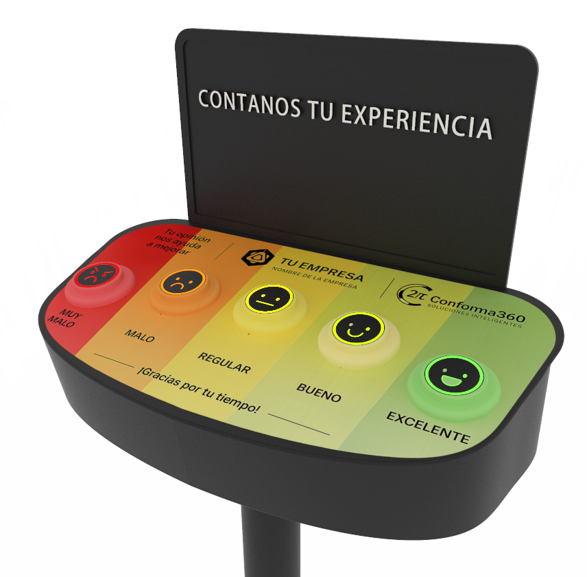 Dispositivo Conforma360 con cinco niveles de percepción del servicio
